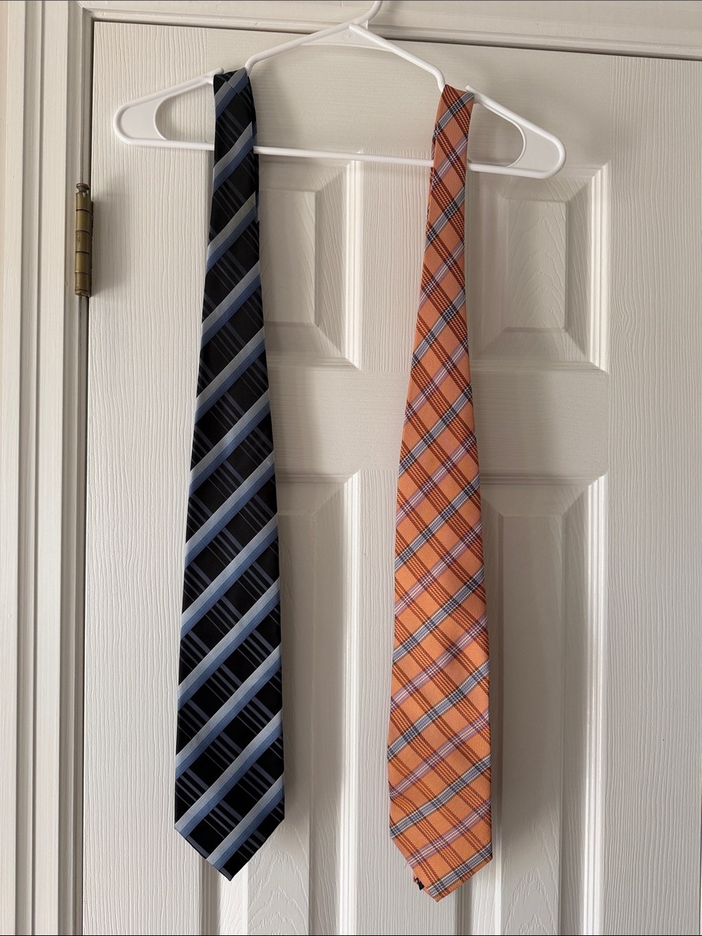 Classic Striped & Plaid Tie Duo - Blue & Orange